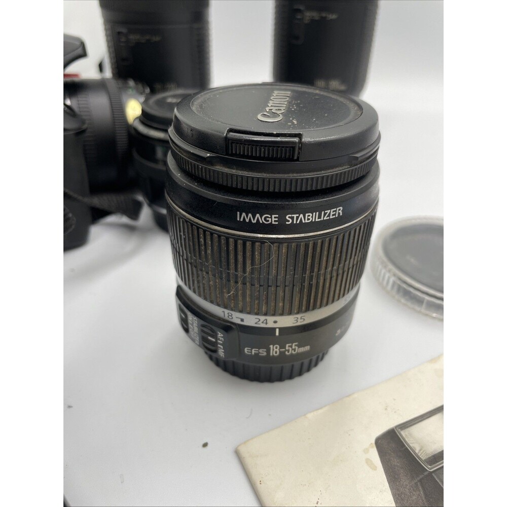 Canon EOS Rebel XS DSLR Camera Cannon 650 Speedlite 300ez Lens Lot Filters Works - Picture 14 of 16